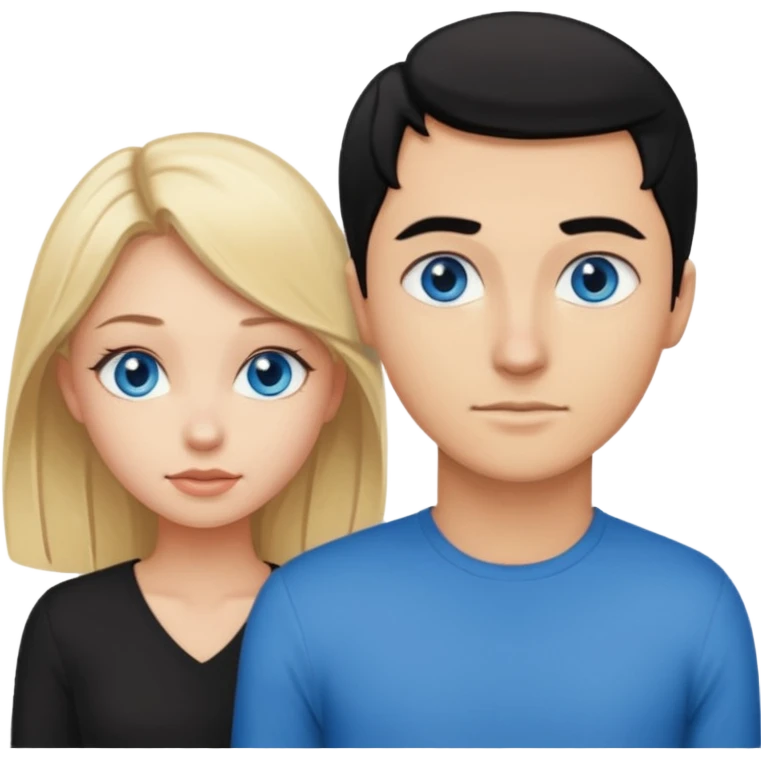 Pretty blonde girl with blue eyes bent over and guy with black hair standing behind her emoji