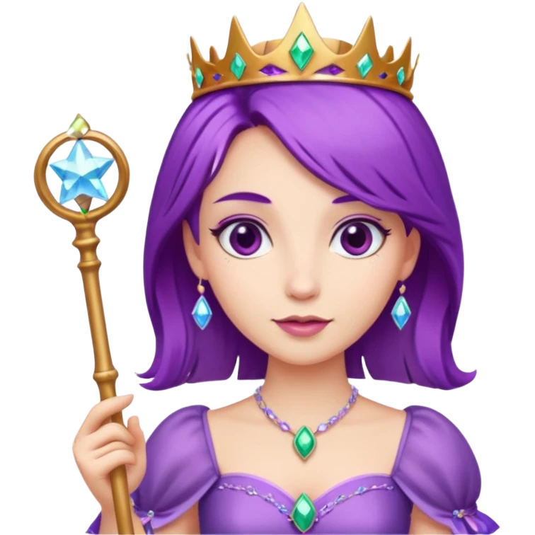 Princesses with Magic Wand in Purple Hair emoji