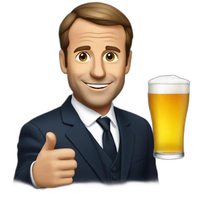 Macron drink beer emoji