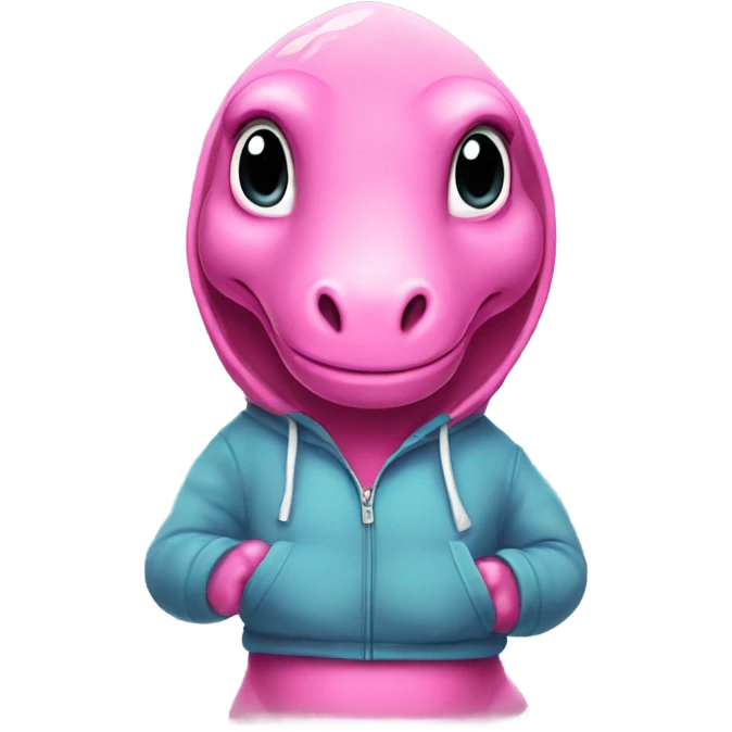 Pink dinosaur wearing a hoodie emoji