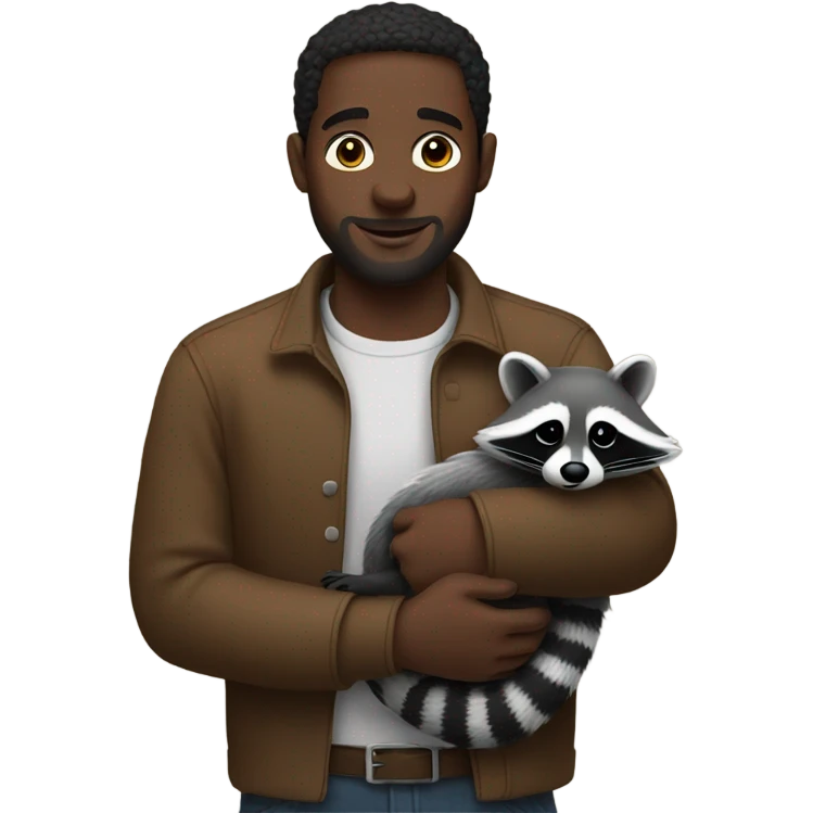 black guy holding a raccoon emoji