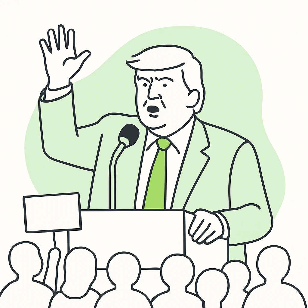 Donald Trump speaking at a rally emoji