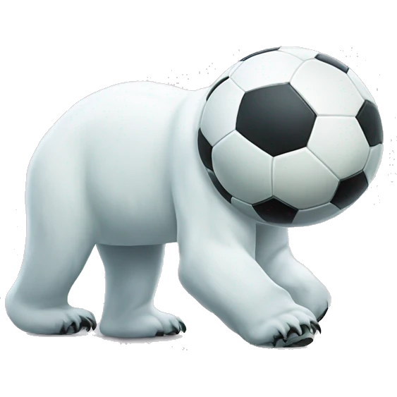 The polar bear playing soccer emoji