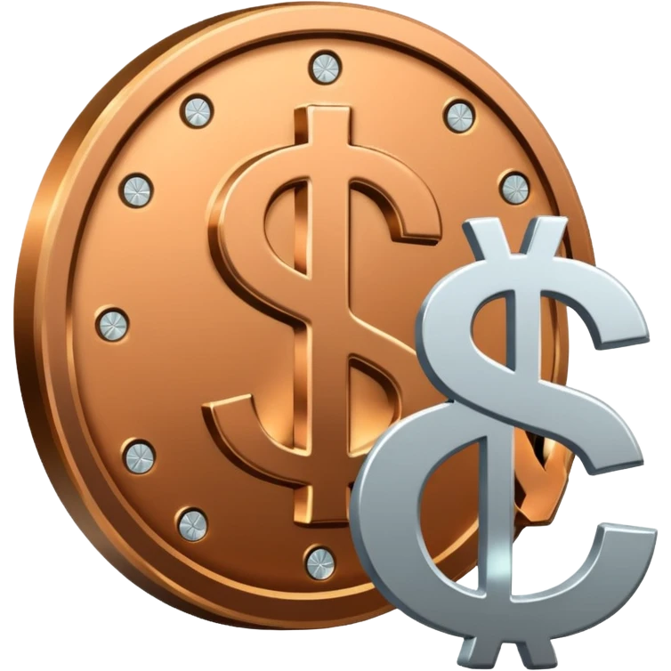 bronze silver, Dollar sign. emoji