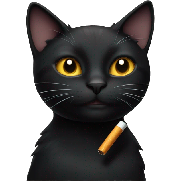 Black cat with cigarette emoji