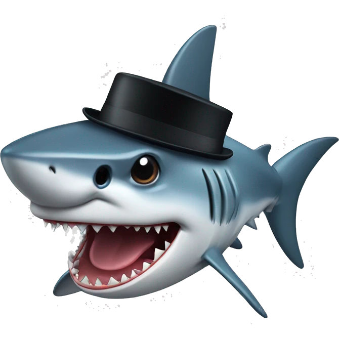 Shark with a top hat emoji