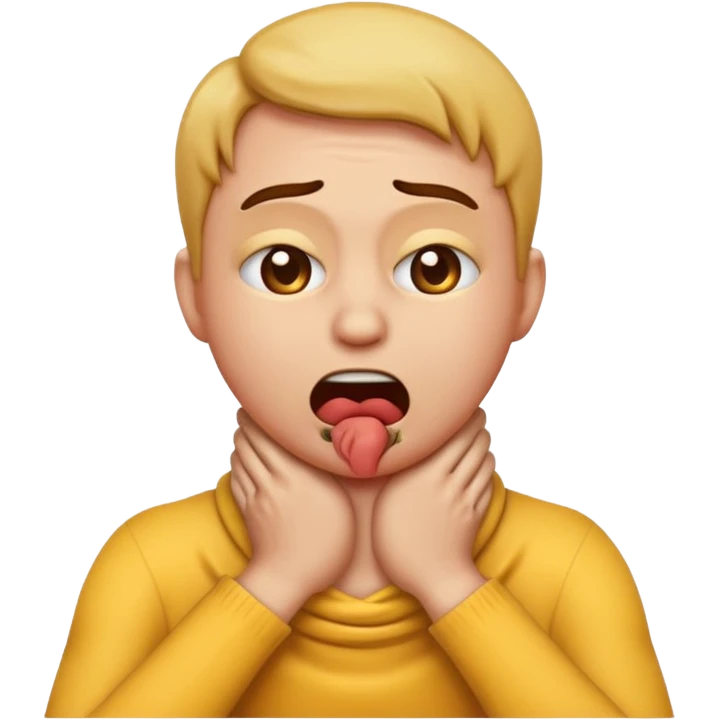 Create an emoji choking with hands on neck emoji