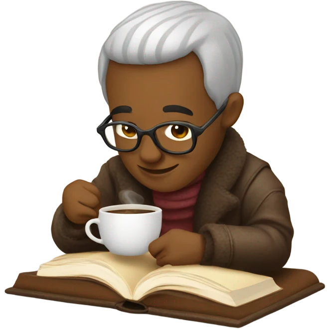 Cozy books and coffee vibe emoji
