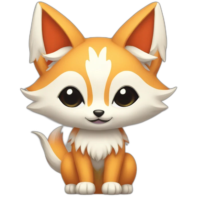kitsune with 9 petalshaped tails at back emoji