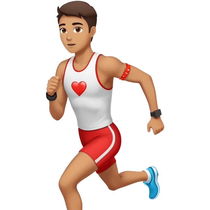 Runner with heart rate monitor and oxygen measurement indicator, VO2 max fitness test emoji