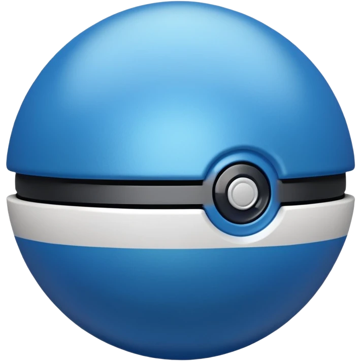 blue pokeball emoji, top half is a more saturated blue, bottom half is white, black stripe, with a metallic sheen emoji