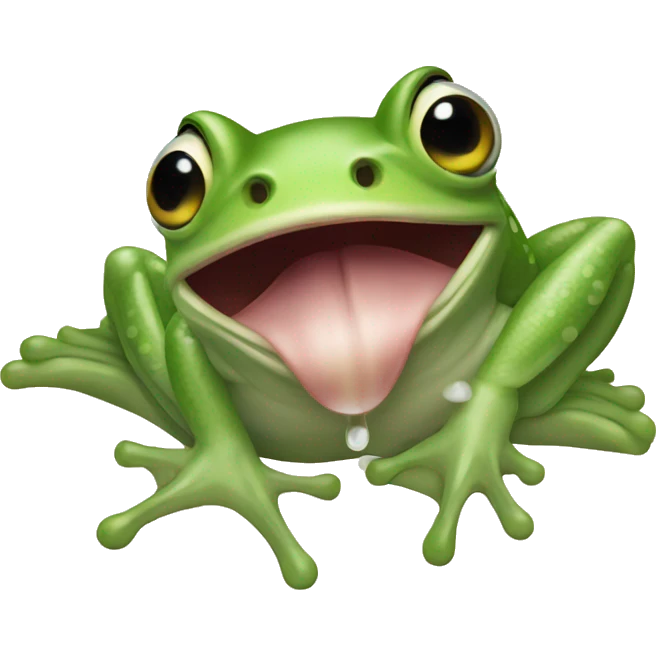 Frog catching a fly with long tongue emoji