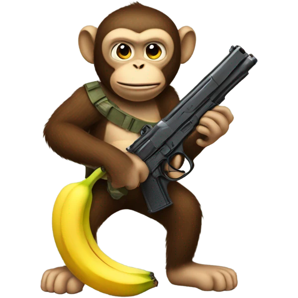 Monkey with gun and banana  emoji