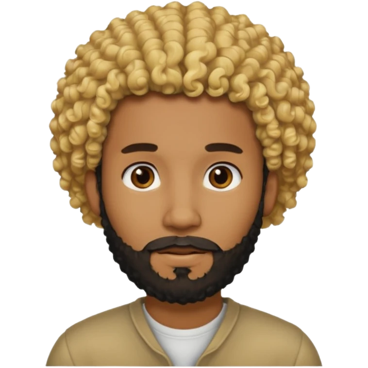 Black man with curly blonde hair like 👨🏾‍🦱and a black beard🧔🏾‍♂️ emoji