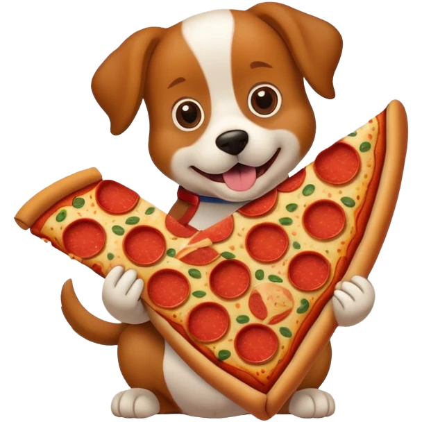 Dog eating pizza emoji
