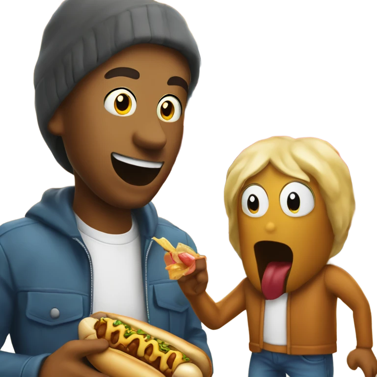 Sucking on chili dogs outside the tasty freeze emoji