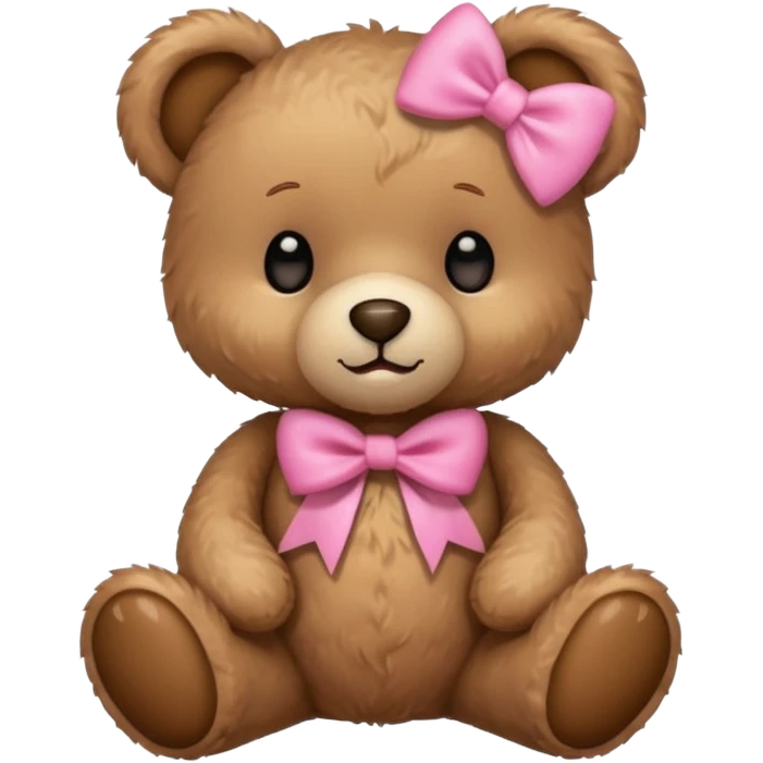 Cute teddy bear with a pink bow. emoji