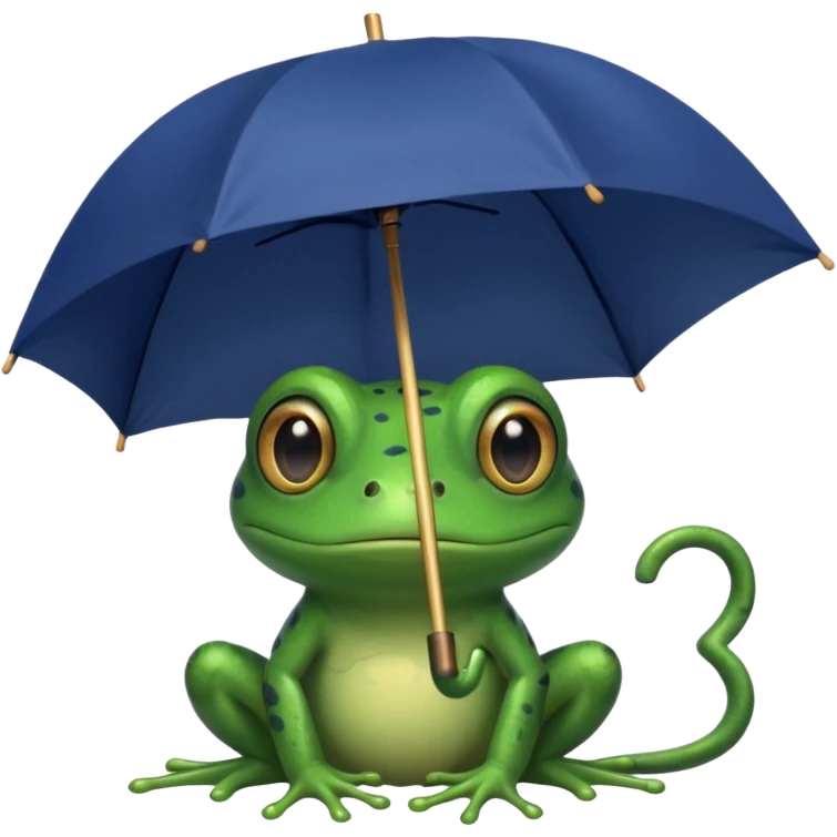 Frog hold small dark blue umbrella emoji