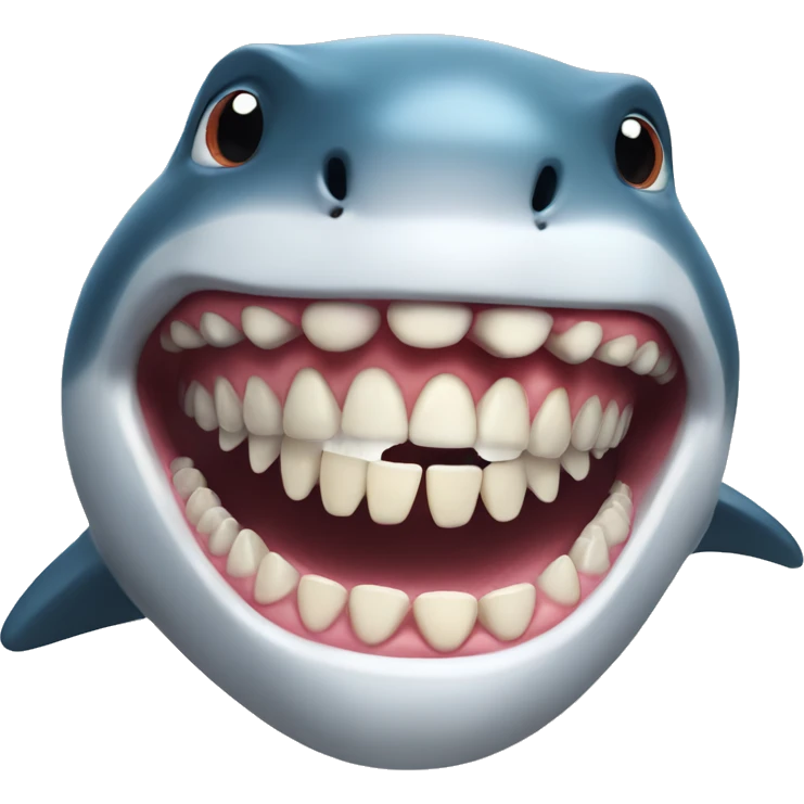 a shark with human dentures emoji