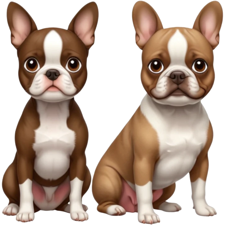 Skinny brown colored Boston terrier and pure white colored French bulldog emoji