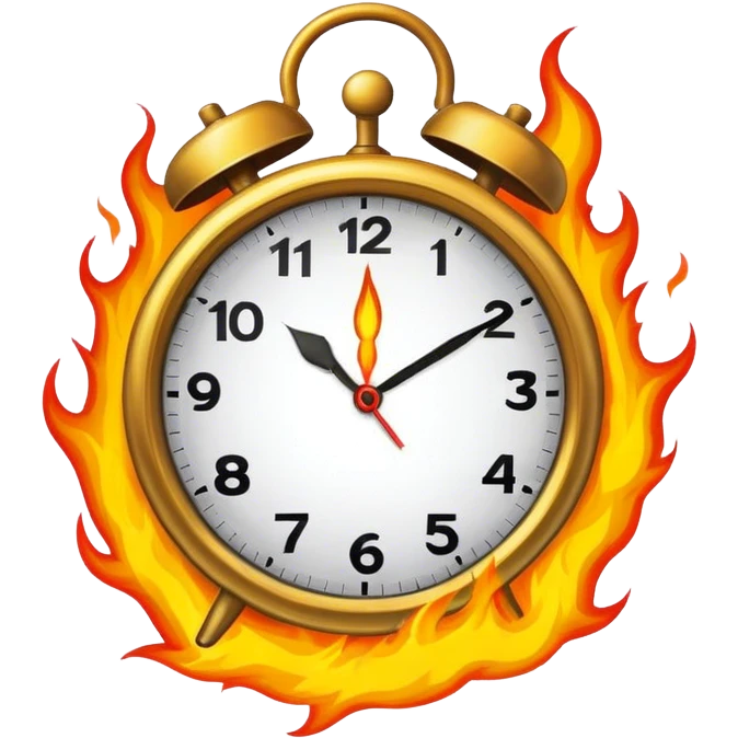 A burning clock emoji