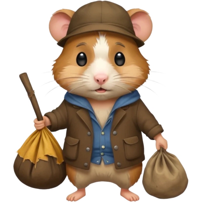 cartoon-style hamster poor hobo carrying a bindle emoji