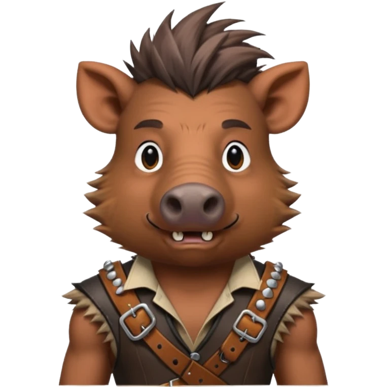 wild boar, punk hair, half body, standing, belt emoji