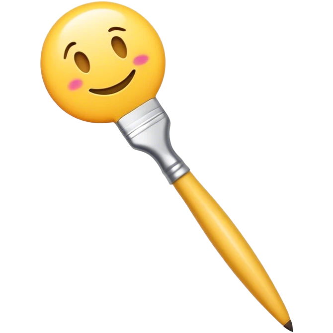 A digital paintbrush hovering in the air, drawing an incomplete emoji with smooth, sketch-like lines. Tiny sparkles and creative energy flow from the brush, giving the sense of creation. Minimalist, clean, and modern digital illustration, perfect for an empty state UI. emoji