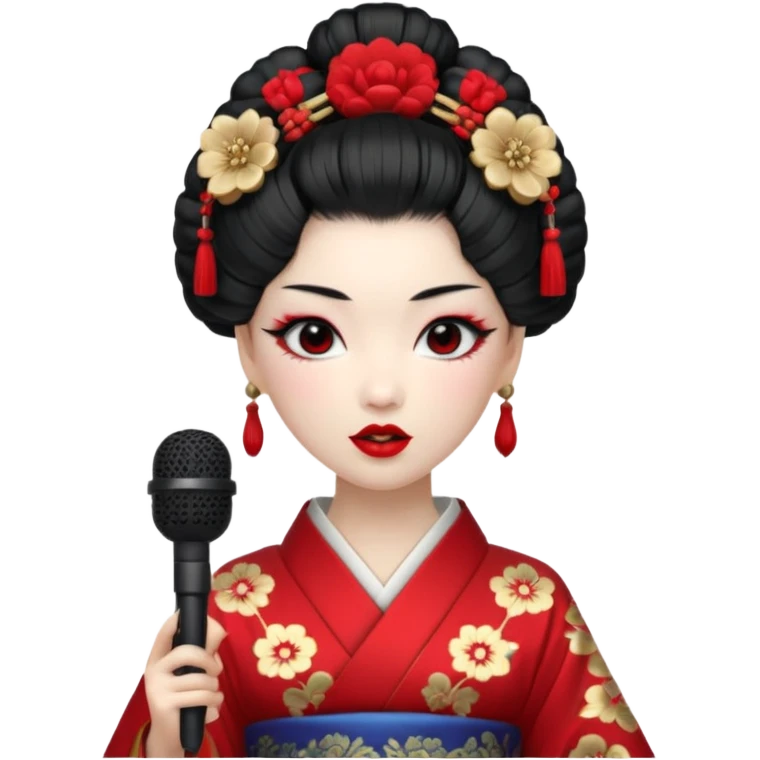 geisha singing with micro emoji