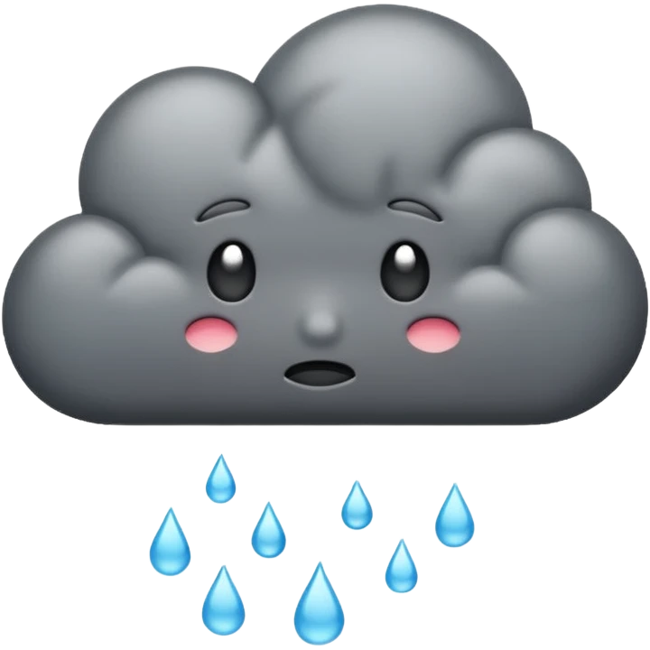 A sad cloud emoji raining emoji