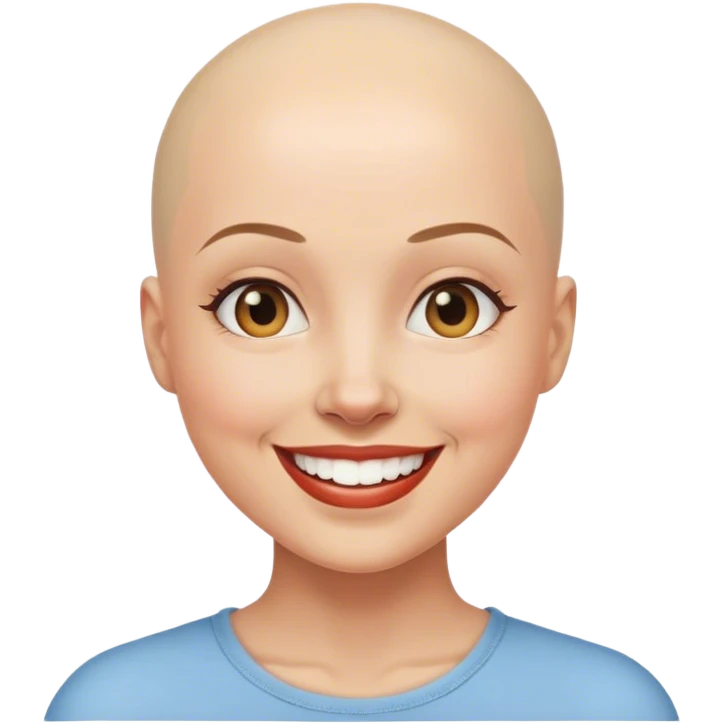 smiling bald woman without neck emoji
