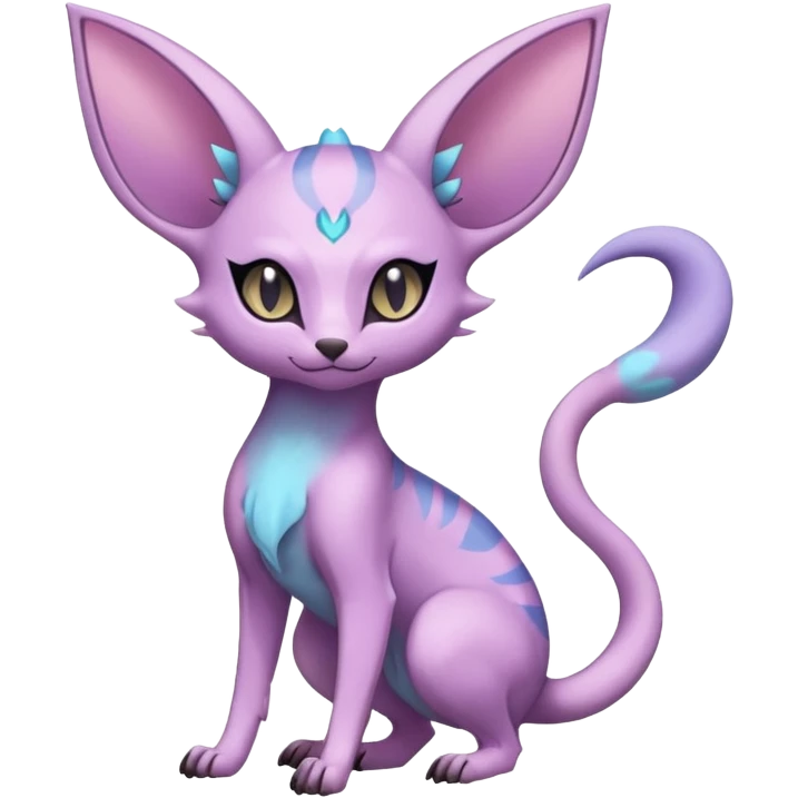 Rare realistic cool cute epic aesthetic colorful Amaura-Espeon-Genet-species-Fakemon-hybrid-creature, with markings, full body emoji