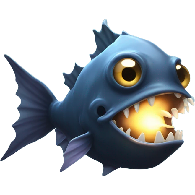 Anglerfish with glowing lure, sharp teeth, and big eyes. emoji