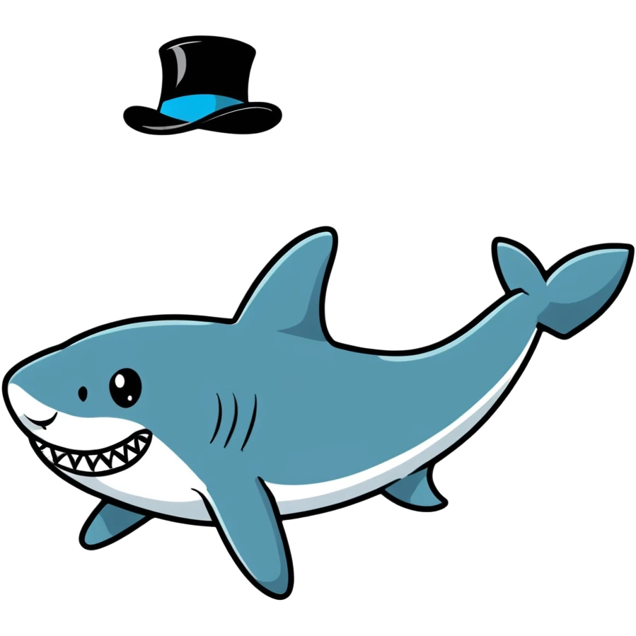 Shark with a top hat emoji