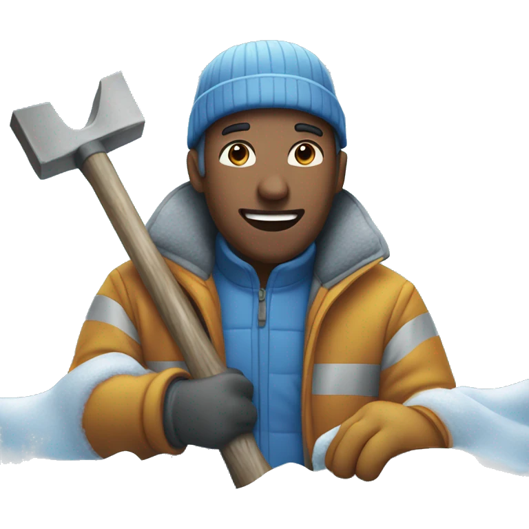 man dig in blue snow emoji