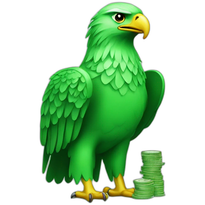 green eagle with money emoji