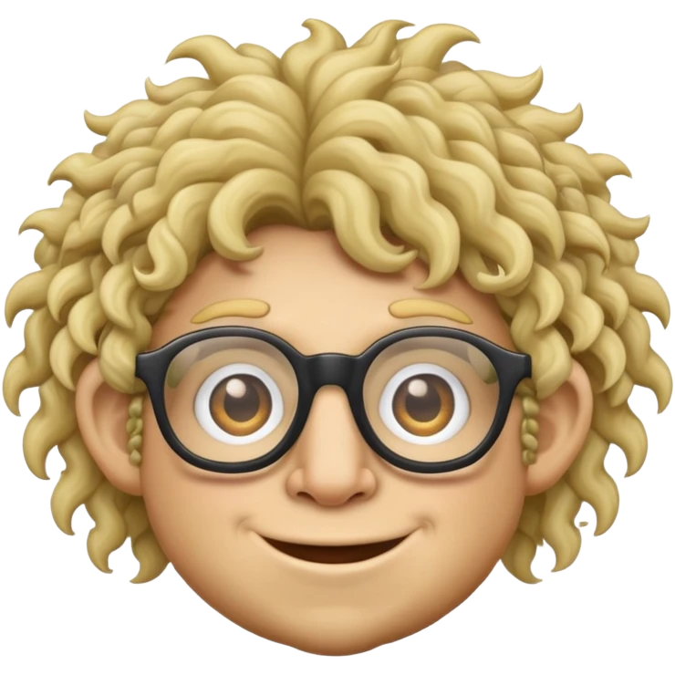 Troll emoji with blonde curly hair and glasses emoji
