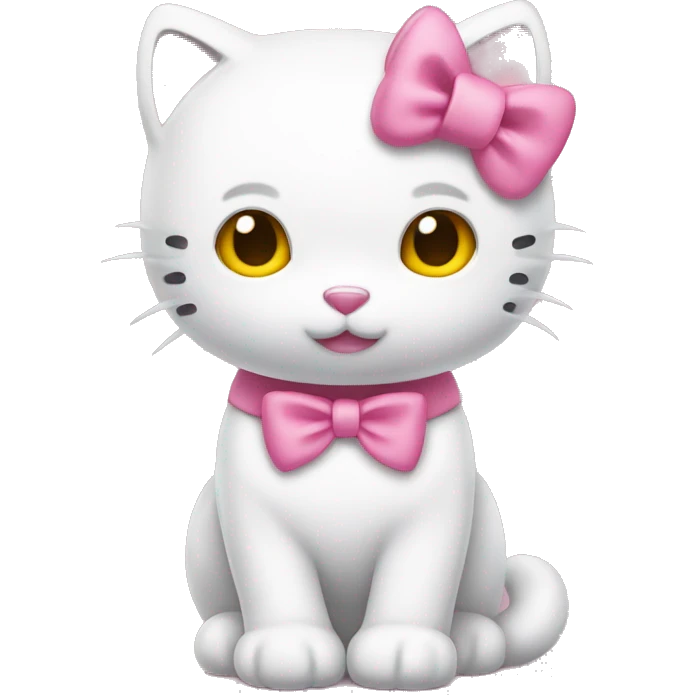 hello kitty, white kitty, pink bow, yellow nose, pink dress emoji