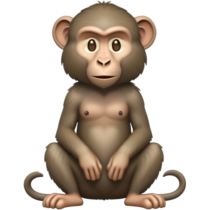 cinematic-baboon-full-body-sitting-emoji,-head-tilted-dramatically,-thick-grey-and-brown-fur,-simplified-yet-realistic-focused-features,-highly-detailed,-glowing-with-an-almost-sarcastic-glow emoji