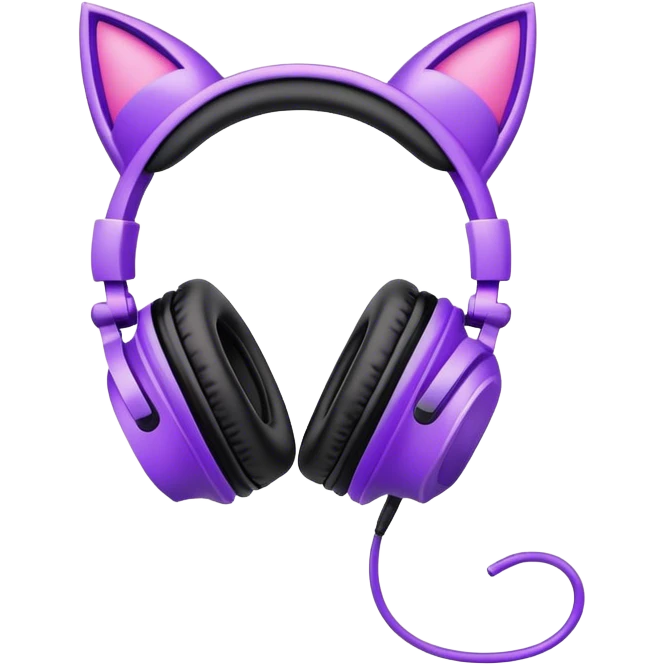 purple gaming headphones with cat ears emoji