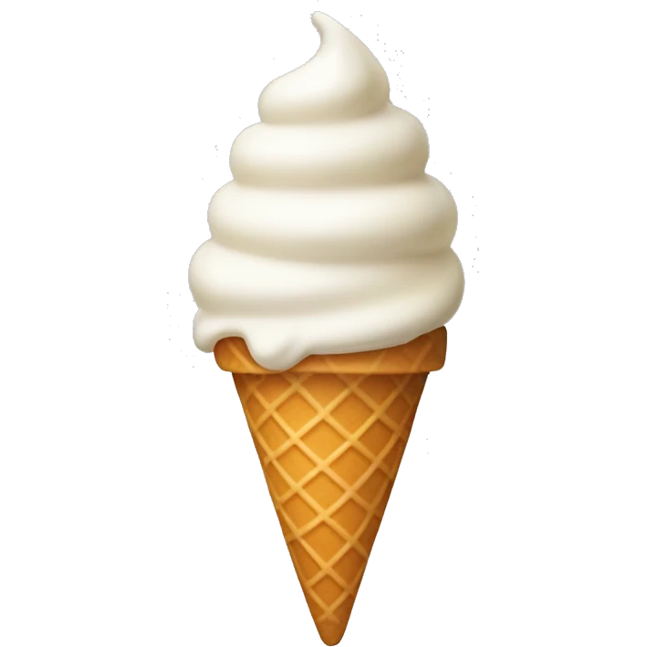 Vanilla ice cream cone where the cone is white emoji