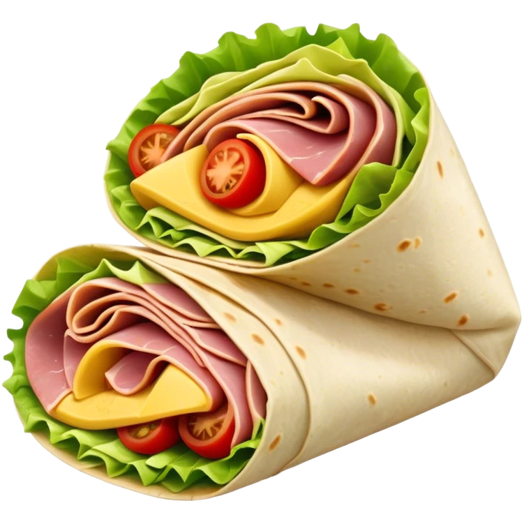 burrito wrap with lettuce tomatoes and ham inside emoji