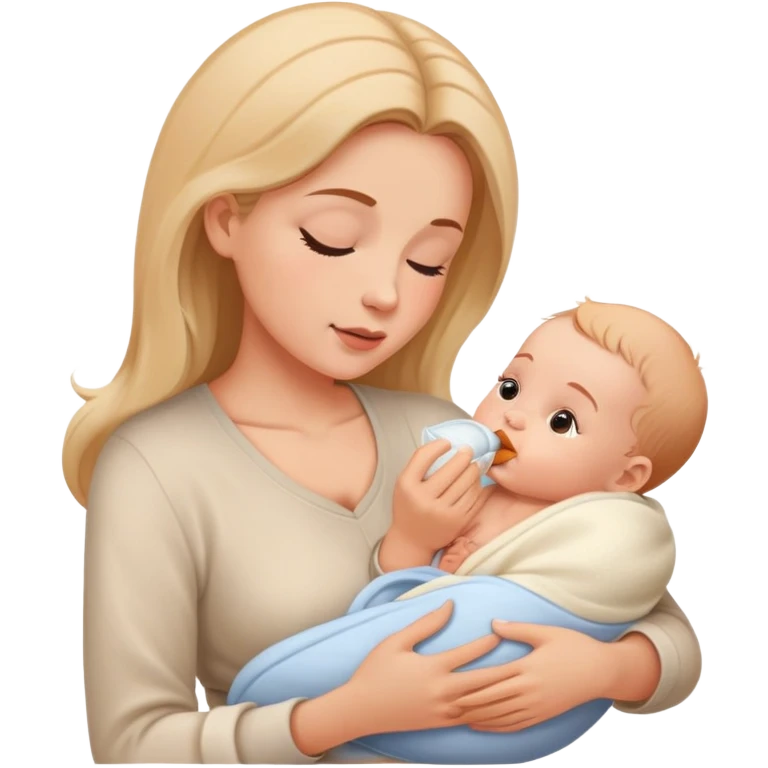 Mother feeding newborn baby, nurturing moment emoji