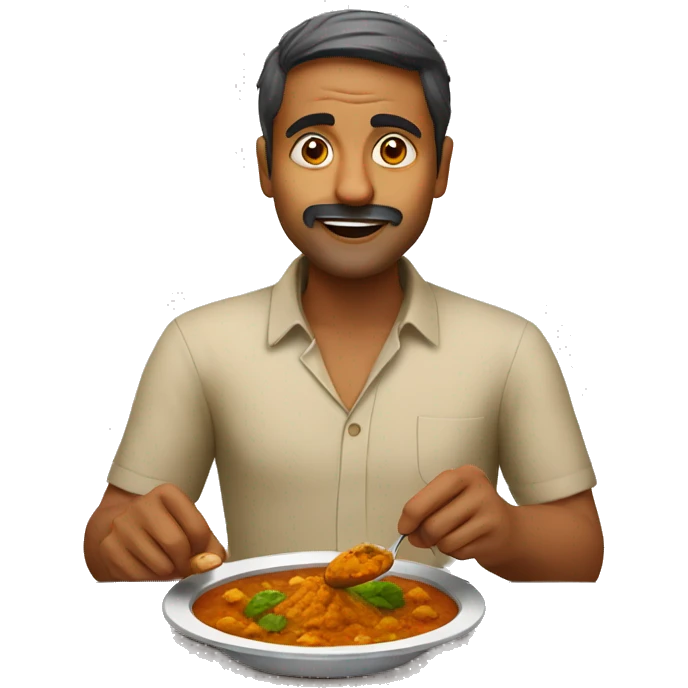 Indian man eating curry emoji