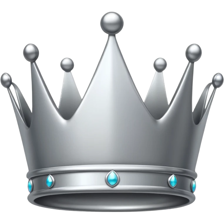 A luxury silver crown emoji, chrome metallic finish, smooth rounded edges, subtle sparkle, polished reflective surface, cute proportions, iOS emoji style, centered on a clean white background, soft studio lighting, no outlines emoji