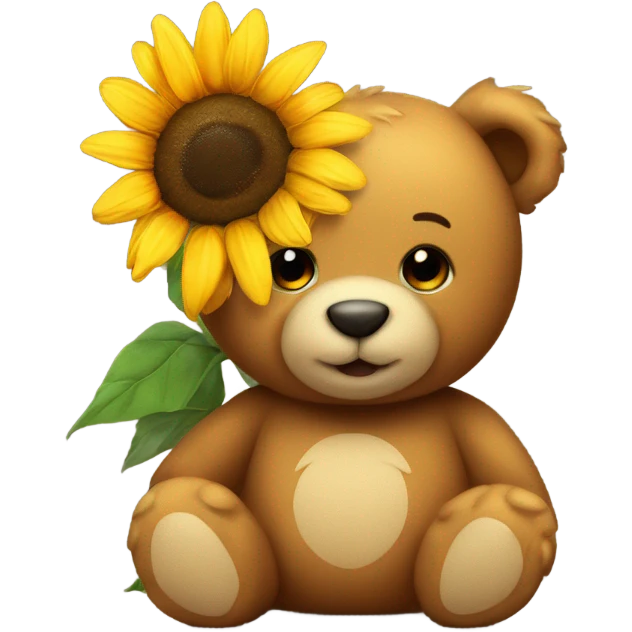 Teddy bear with a sunflower emoji