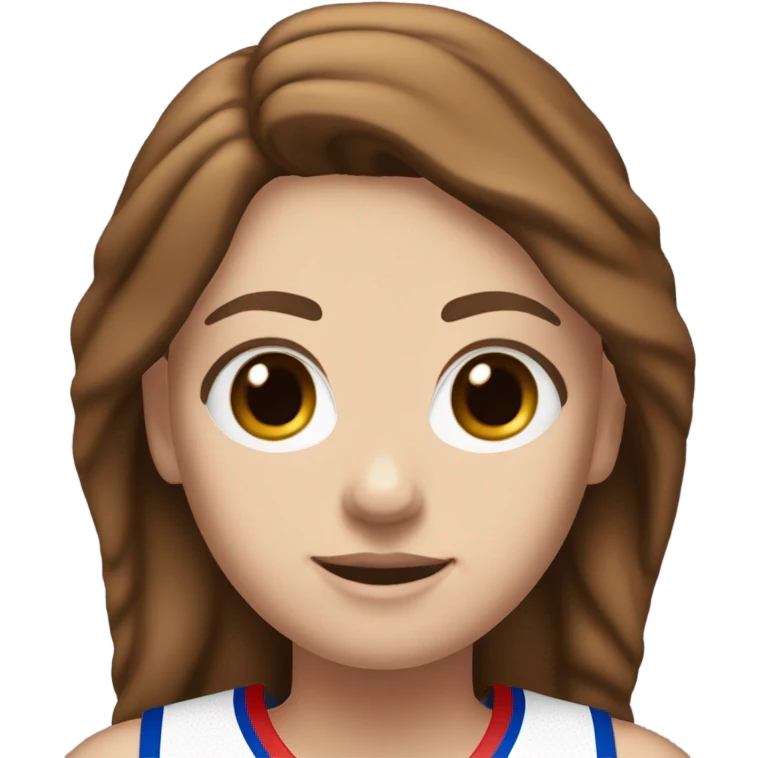 white girl with blue eyes and brown hair in a 76er jersey emoji