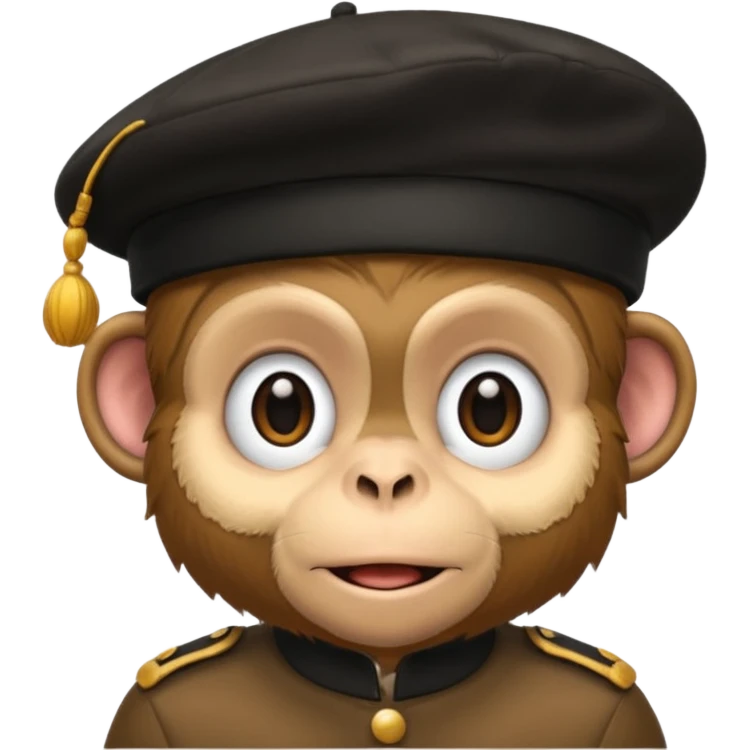 Monkey wearing black beret emoji