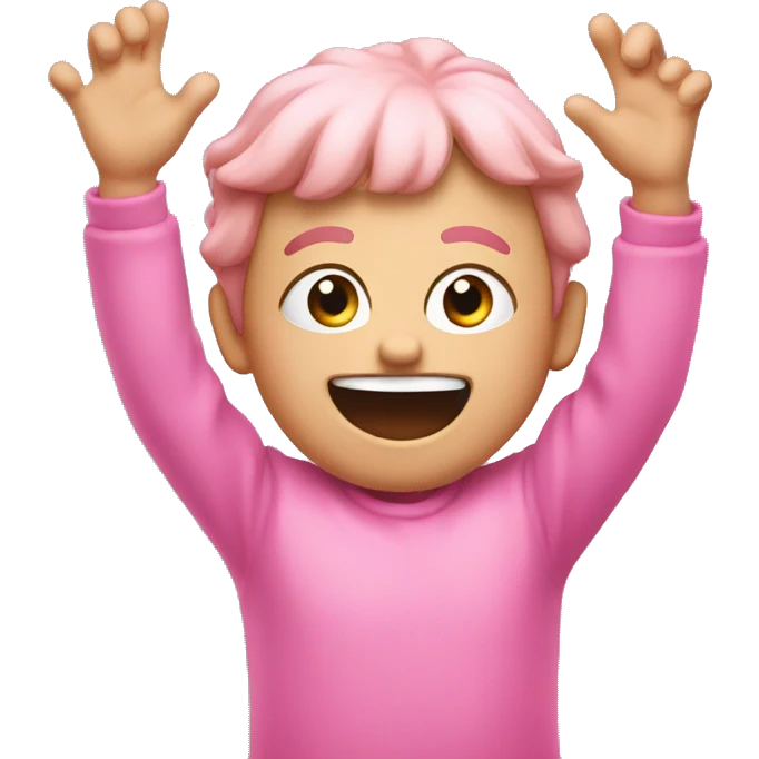 Pink excited face with hands up  emoji