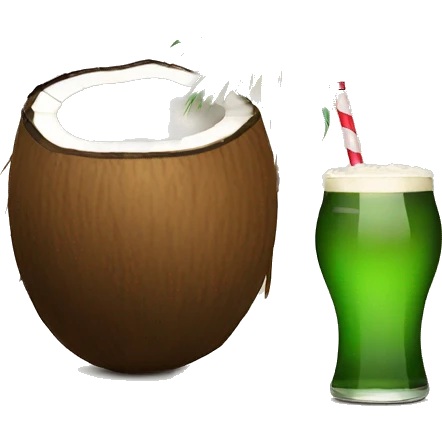 Coconut drinking a beer emoji